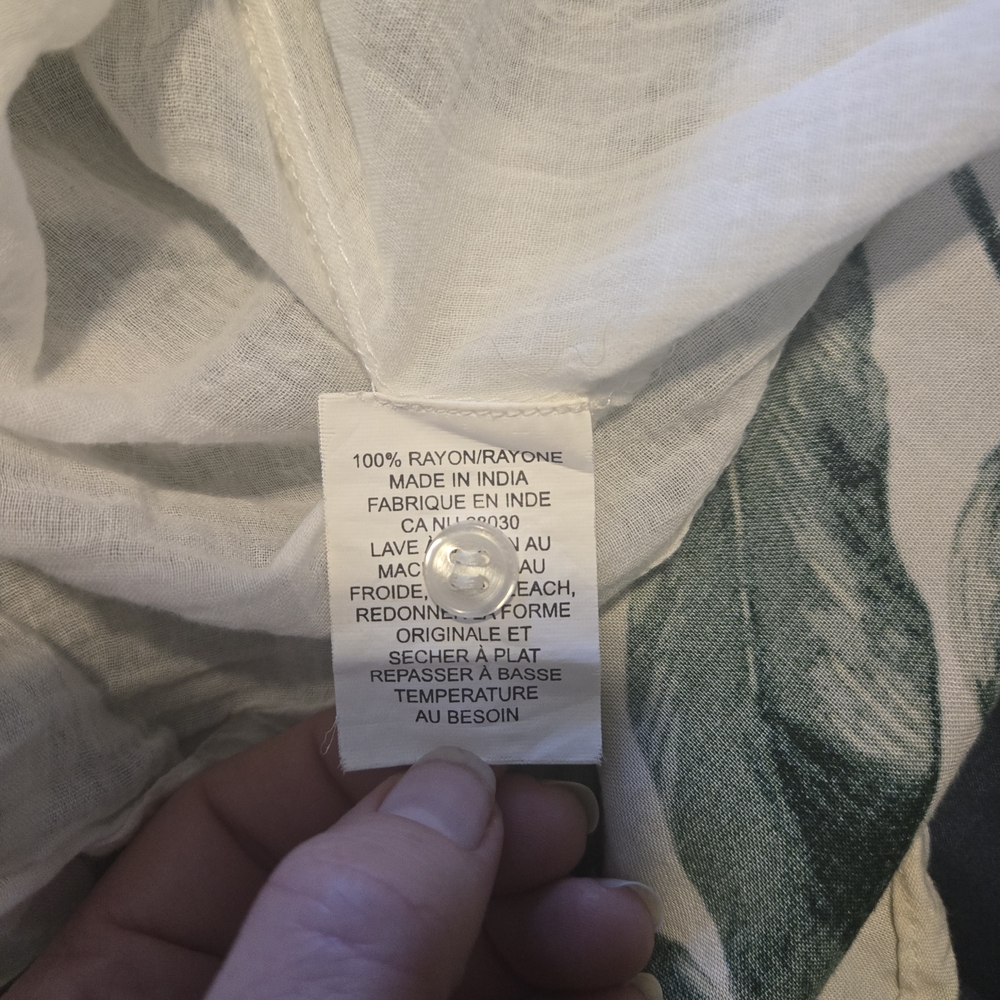 Twix Green Tropical Leaf Print Dress | Small | Sleeveless Button Front - Picture 6 of 7